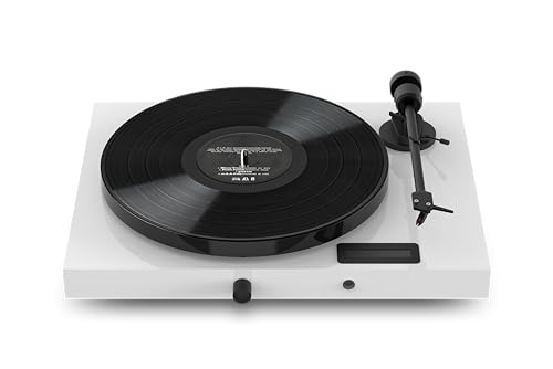 Pro-Ject Juke Box E1 OM5e - Tourne-Disque - Amplificateur intégré 2x25W, Plug & Play, Platine Phono, Système Tourne-Disque avec BT, Entrée Ligne, Amplificateur de Puissance - Blanc