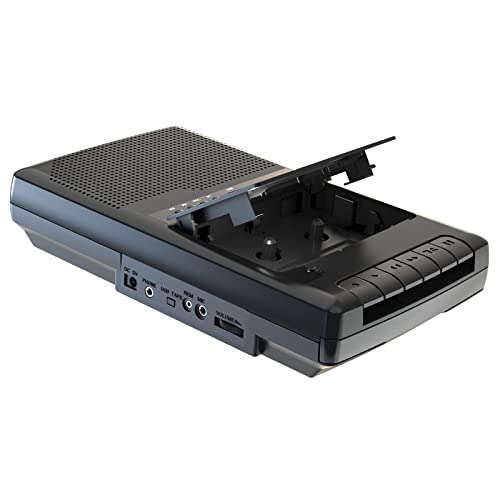 Lecteur de Cassettes Audio Portable Cassette Numériser vers USB avec Poignée, Casque, Microphone, Haut-parleur