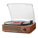 Platine Vinyle Bluetooth Portable à 3 Vitesses (33 1/3, 45 78 TR/Min), Vintage Tourne-Disque avec Haut-parleurs stéréo intégrés