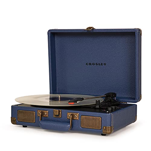 Crosley Cruiser Plus Tourne-Disque avec 2 Haut-parleurs, Bluetooth et AUX - Tourne-Disque Vintage à 3 Vitesses - pour vinyles de 7', 10' et 12' - Portable avec étui intégré (Bleu.)