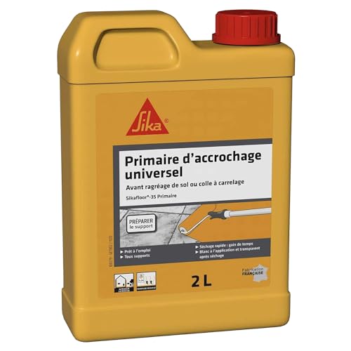 Sika - Primaire d'accrochage universel - Sikafloor 35 Primaire - Avant ragréage de sol ou colle carrelage - Prêt à l'emploi - Multi-supports - Séchage rapide - Mur et Sol Intérieur/Extérieur - 2L