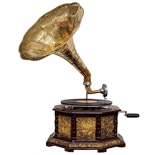 aubaho Gramophone avec pavillon pour Disque 78 Tours Style Antique (i2)